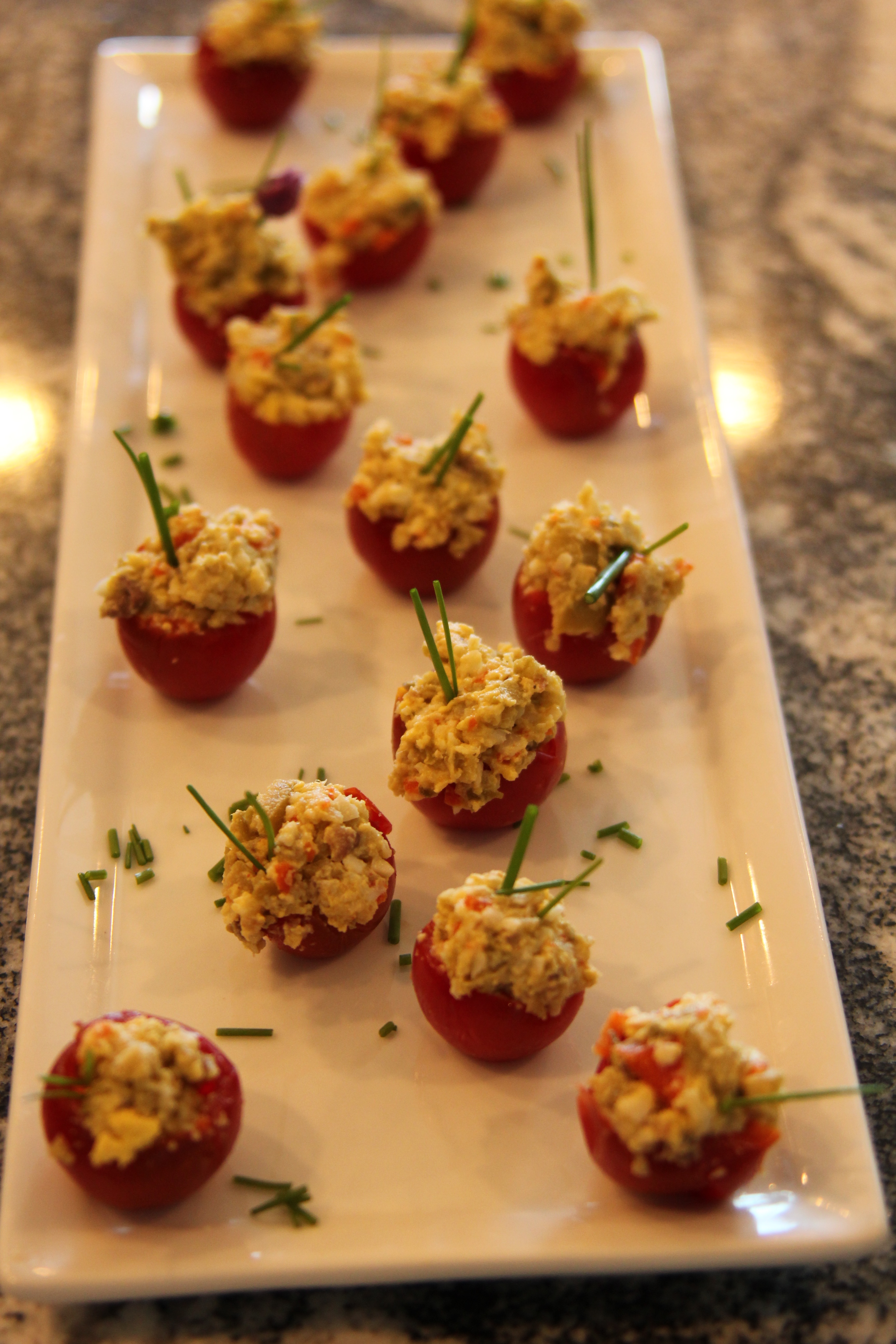 Stuffed Cherry tomatoes with Anchovy & Olive filling diana